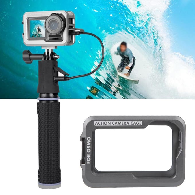 Beschermkooi van aluminiumlegering voor actiecamera, Vlog-uitbreidingsframe voor DJI Osmo Action gray