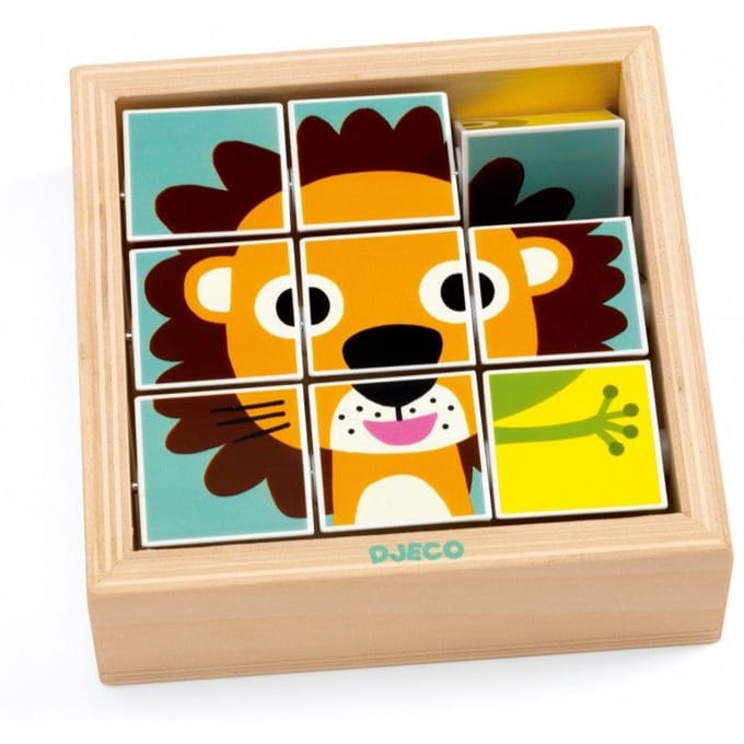 DJECO houten blokpuzzel Tournanimo 9 stks / 2 jr+