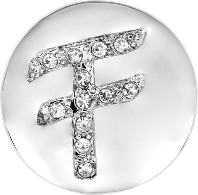 Quiges - Dames Click Button Drukknoop 18mm Alfabet F - EBCM150