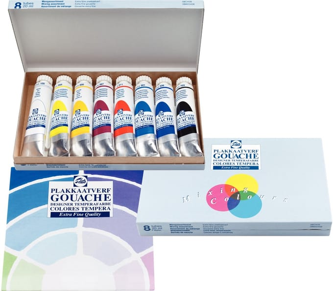 Talens plakkaatverf extra fijn mengset 8 tubes 20ml