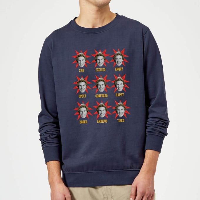 Elf Faces Christmas Jumper - Navy - XXL