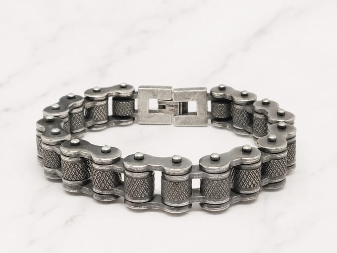 Mei's - Muse Motor Chain - armband heren - RVS grijs - polsmaat 19,5 cm