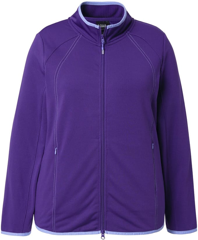 Ulla Popken - Dames - Functioneel sweatvest opstaande kraag lange mouw - Lelie - Maat 42+