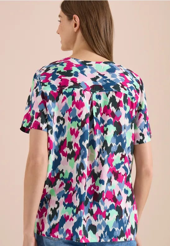 Blouse shirt met V-hals en knoop