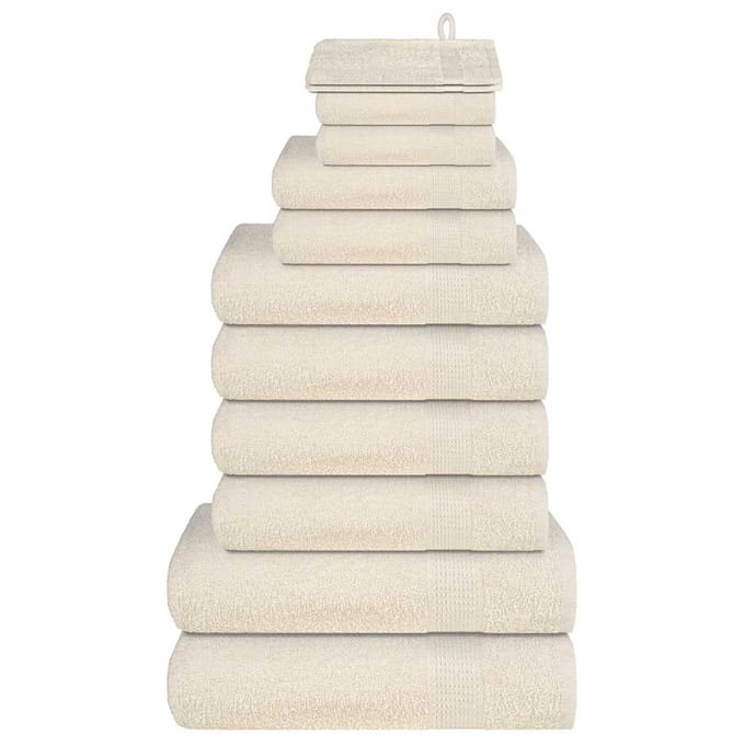 vidaXL - 12-delige - Handdoekenset - FROGN - 360 - g/m² - crème