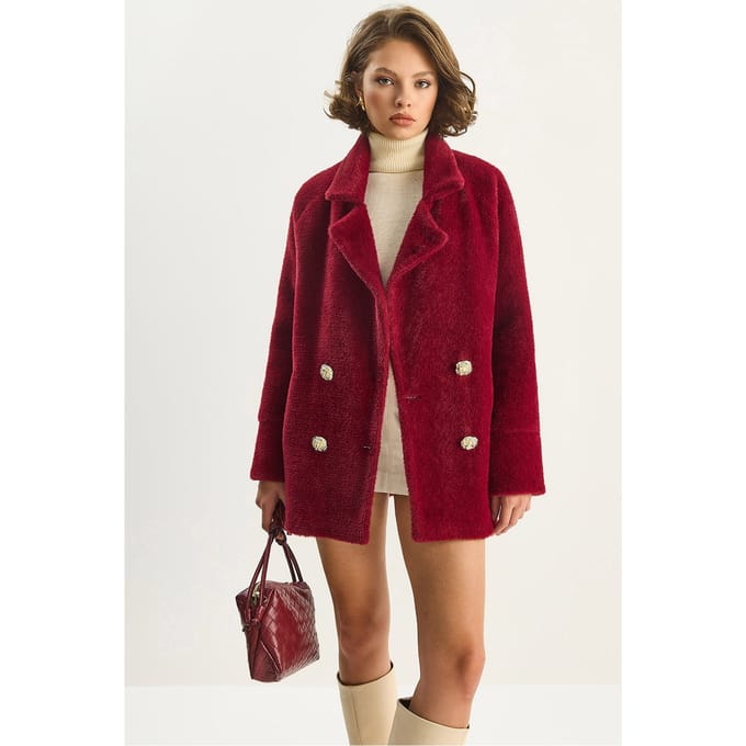 Oversized Gewatteerde Pluche Jas