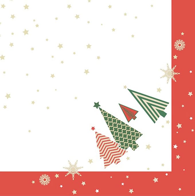 Servetten met kerst-motief 'Kerstbomen'