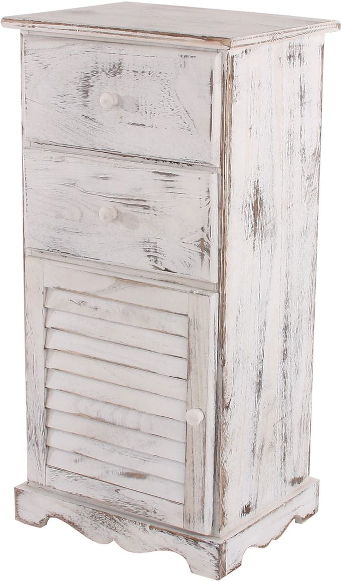 Ladekast, 81x40x32cm, shabby look, vintage ~ wit