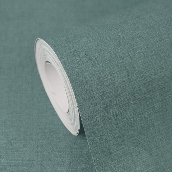 LICHT GLANZEND GEMÊLEERD BEHANG | Textiellook - Groen Petrol Metallic - A.S. Création Cuba II