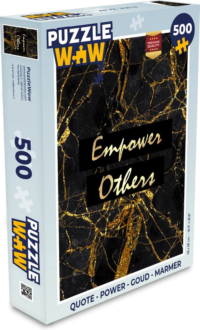 Puzzel Quote - Power - Goud - Marmer print - Legpuzzel - Puzzel 500 stukjes