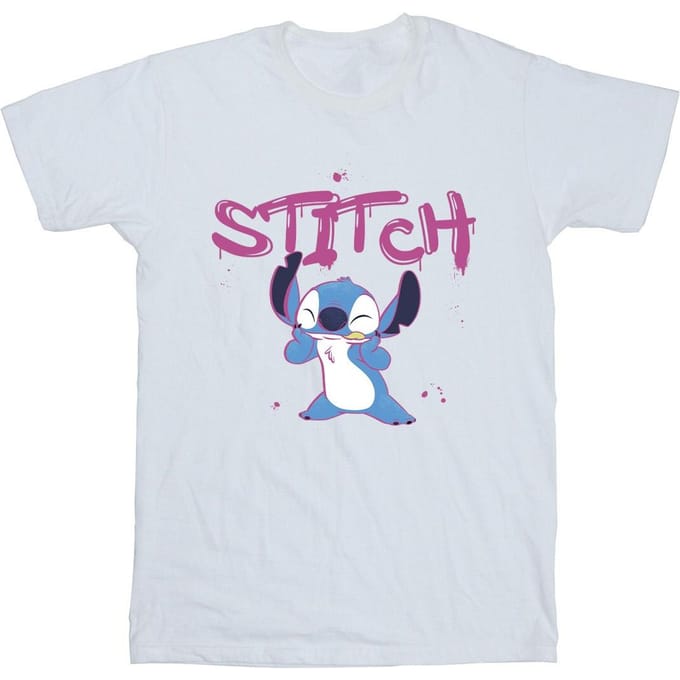 Disney Meisjes T-shirt Lilo en Stitch Graffiti Katoen (Wit)