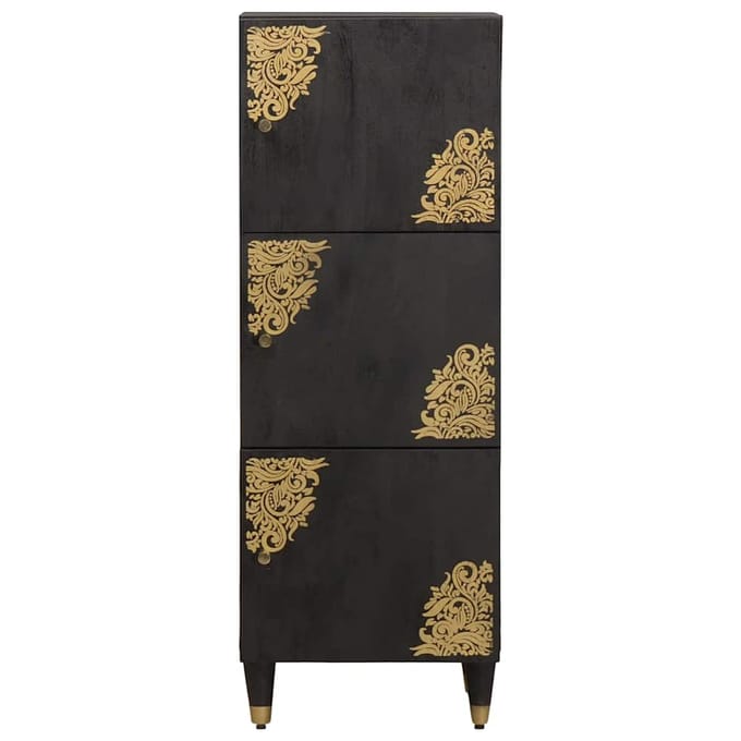 vidaXL - Highboard - met - plank - Zwart - 40 - x - 33 - x - 110 - cm - Massief - Mango - Hout