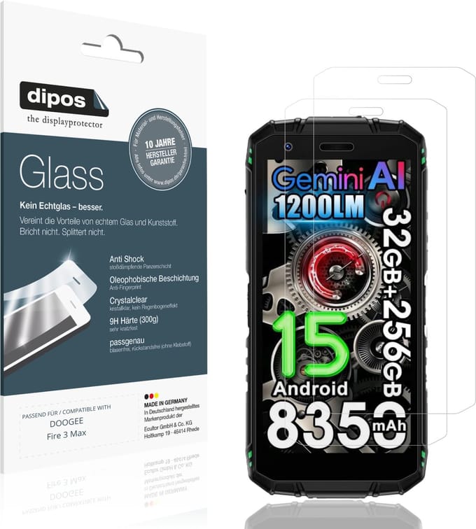 dipos – 2x Pantserfolie geschikt voor DOOGEE Fire 3 Max | 9H Screenprotector