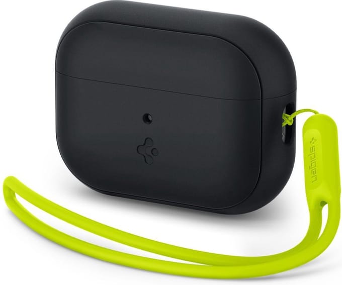 Spigen Case Silicone Fit Black + Strap Phantom Green - AirPods Pro (2nd Gen)