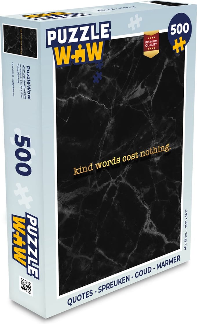 Puzzel Quotes - Spreuken - Goud - Marmer print - Legpuzzel - Puzzel 500 stukjes