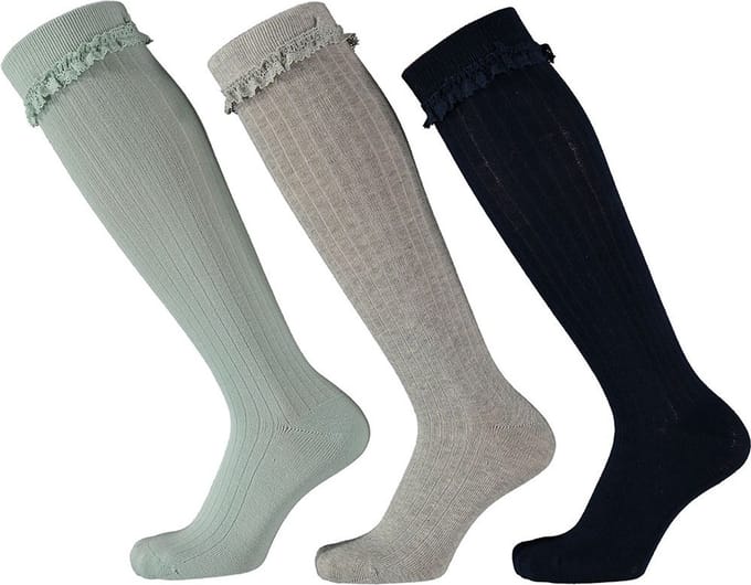 Apollo - Kniesokken - Girls - 3-pack - Broderie - Maat 35/38