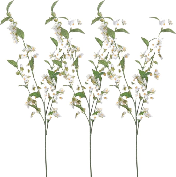 Louis Maes Bloesem kunstbloem/tak - 3x - wit - 85 cm - appelbloesem