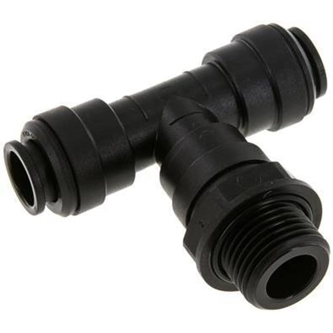 12mm x G1/2'' inline T-stuk POM Insteekfitting Buitendraad FDA Draaibaar NBR