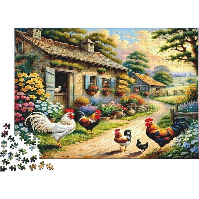 Boerderij Puzzel - Kippen Legpuzzel - Ontspanning thuis - Precisie snijtechniek - 1000 stukjes - Stijl-3