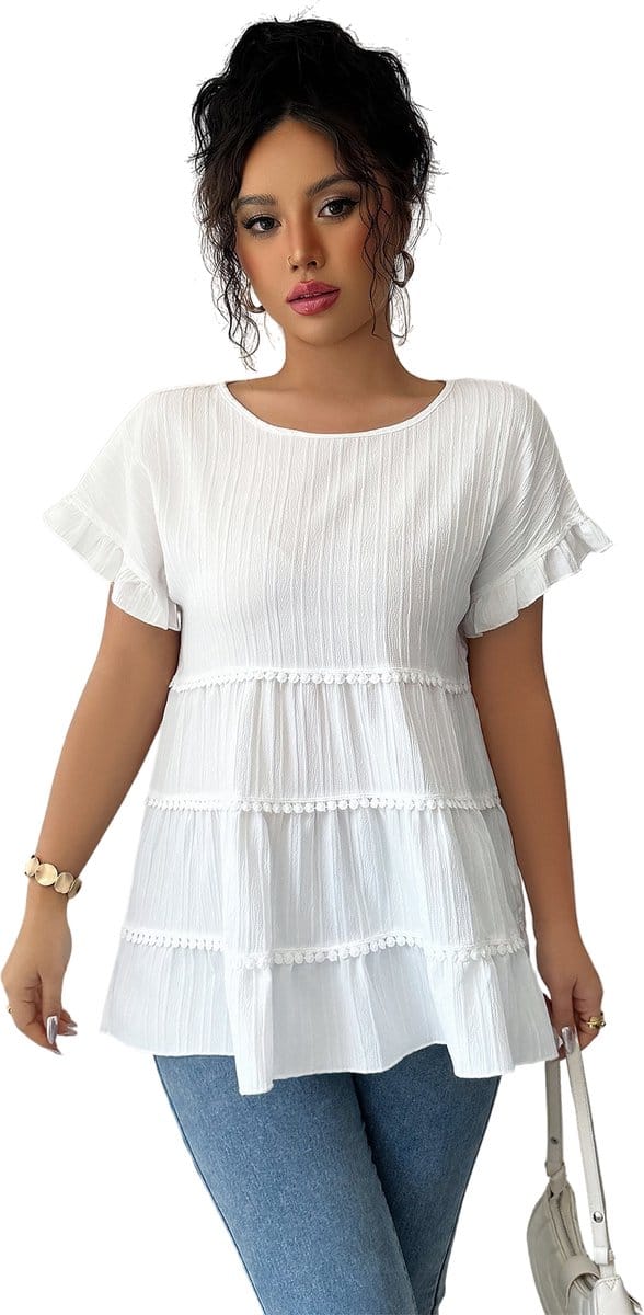 Shirt Jurk Wit - Mode - Dames - Ribstof - Maat M