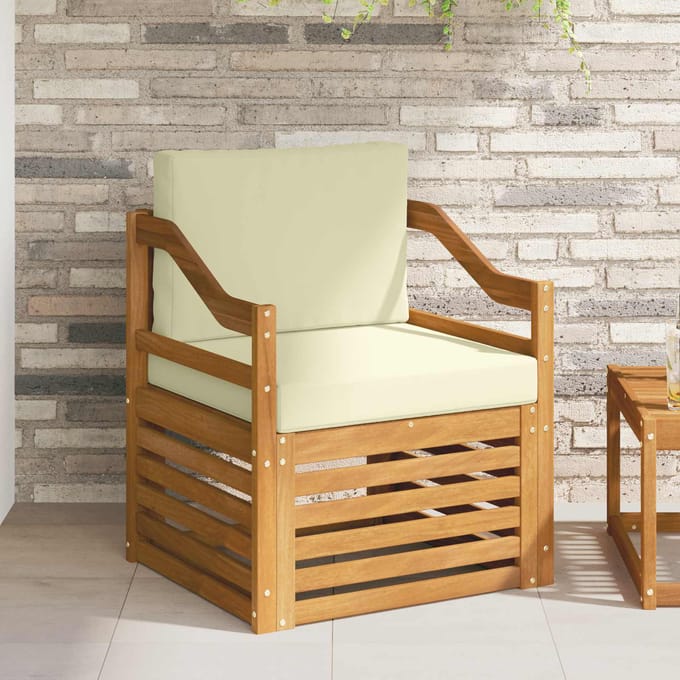 vidaXL - Buiten - bank - set - Massief - Acacia - Hout - en - Polyester