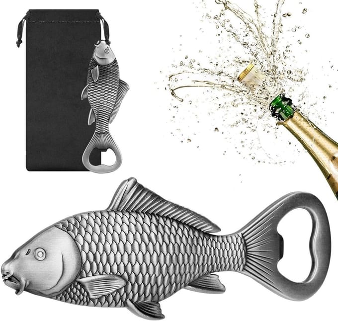 Flesopener Karper - Bieropener Vis - Barbenodigdheden - Uniek Karper Design - N.v.t. - Zilver