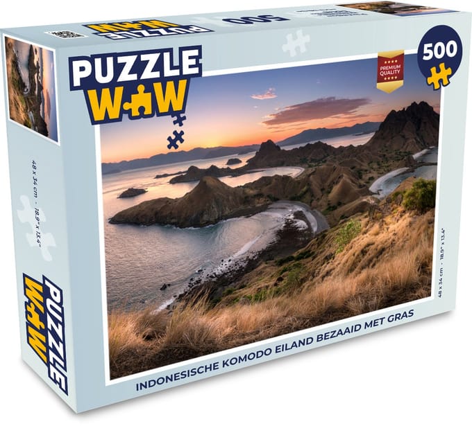 Puzzel Indonesische Komodo eiland bezaaid met gras - Legpuzzel - Puzzel 500 stukjes