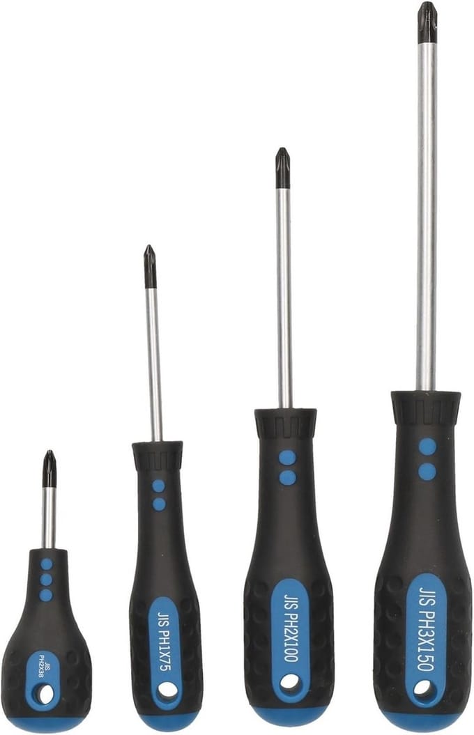 Schroevendraaier Set voor Japanse Standaard Schroeven - JIS PH1 PH2 PH3 - 4 Stuks