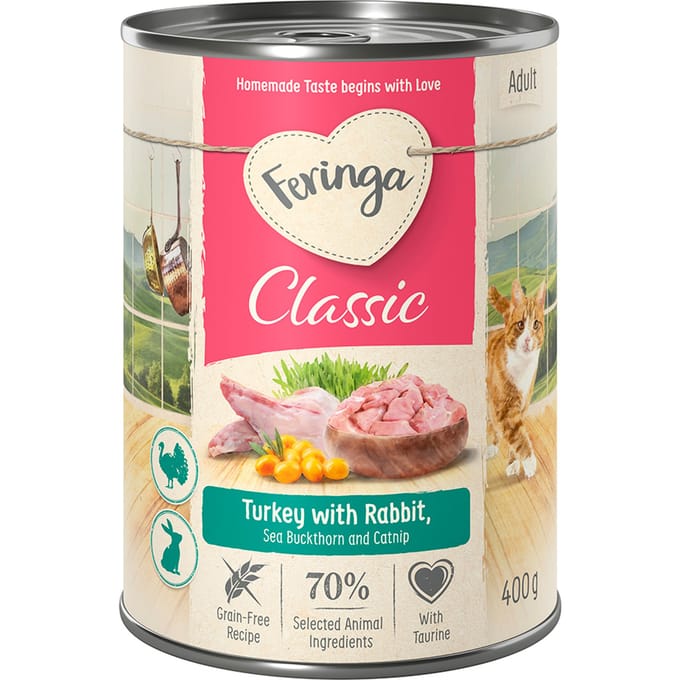 6x400g Konijn/Kalkoen Classic Meat Menu Feringa Kattenvoer