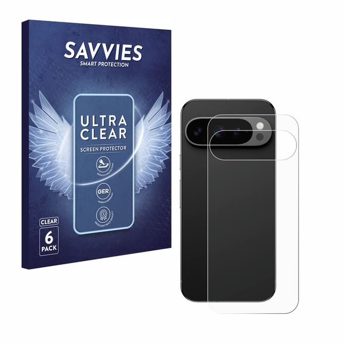 Savvies - Screenprotector voor Google Pixel 9 Pro (Achterkant) - Folie Beschermfolie transparant 6 Stuks