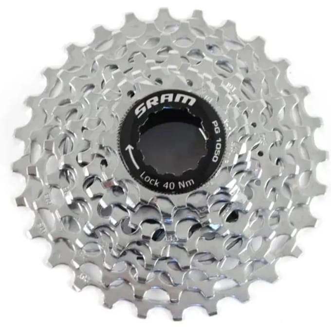 SRAM PG-1050 PowerGlide Cassette 10-voudig, zilver Uitvoering 12-26T
