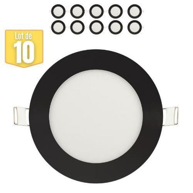 Lot de 10 Dalles LED 6W 2700K 270lm Noir IP20 noir