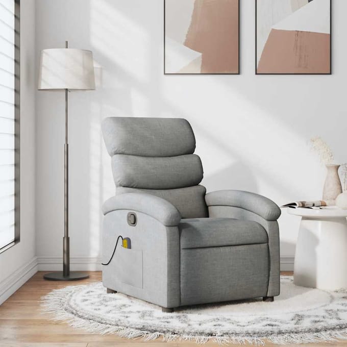 vidaXL - Massagestoel - verstelbaar - stof - lichtgrijs