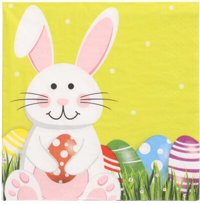15x 20 Servetten 3-laags 1/4 vouw 33 cm x 33 cm Easter Bunny