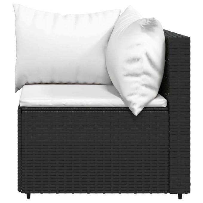 vidaXL - Tuinhoekbank - met - kussens - poly - rattan - zwart
