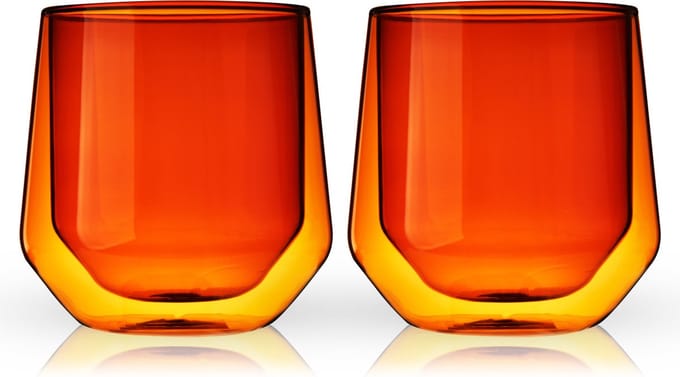 Viski Aurora Tumbler - Dubbelwanding - Glas - 266ml - 2 stuks - Amber