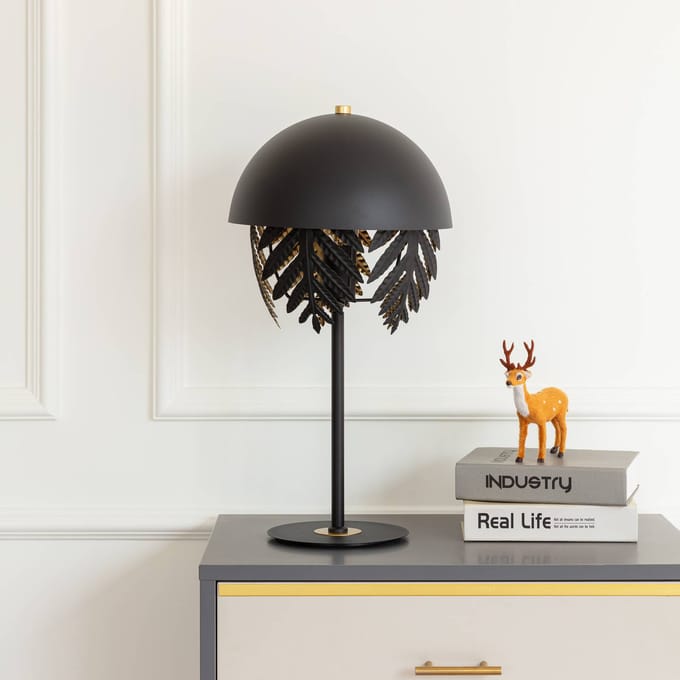 Lucande - tafellamp - 1licht - IJzer - H: 54 cm - E27 - zwart, goud