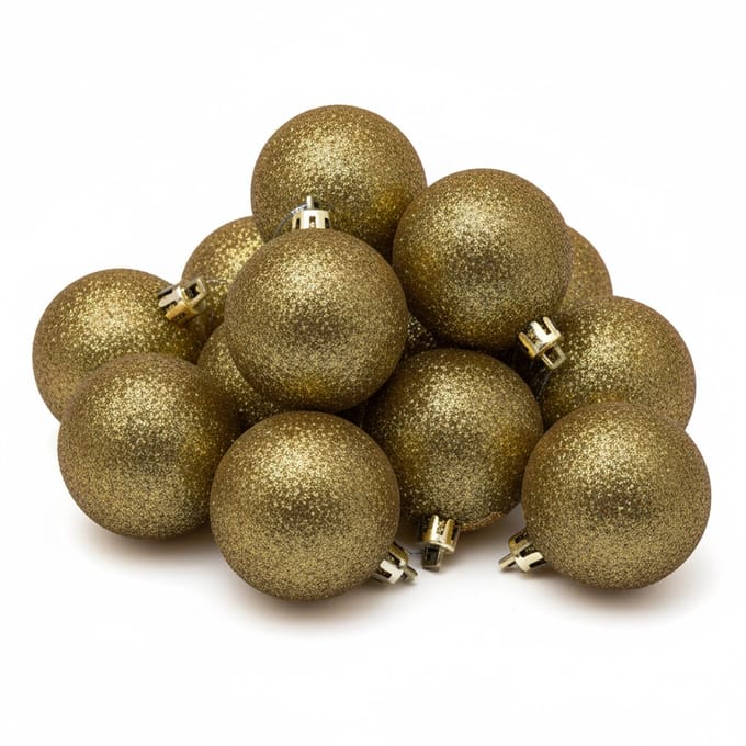 Cosy&Trendy Kerstballen Ø 8 cm - Goud glitter - Set-6