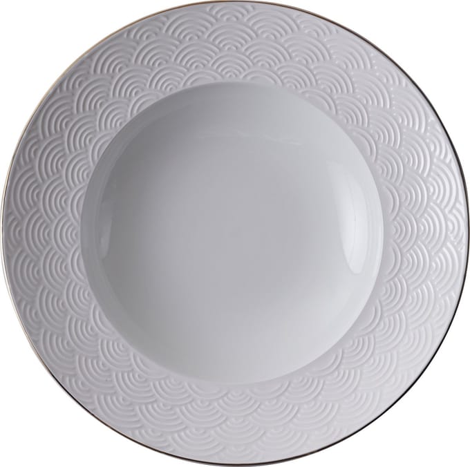 Tokyo Design Studio - Nippon White Wave Diep Bord - Wit/Goud - 160 ml - Ø 21 cm