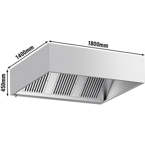 GGM Gastro Kastenhaube - 1800mm - mit Filter & Lampe Zilver