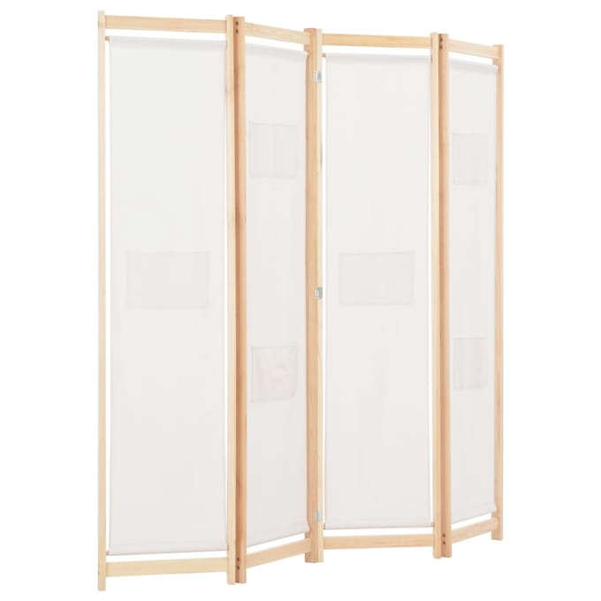 vidaXL - Kamerscherm - met - 4 - panelen - 160x170x4 - cm - stof - crème