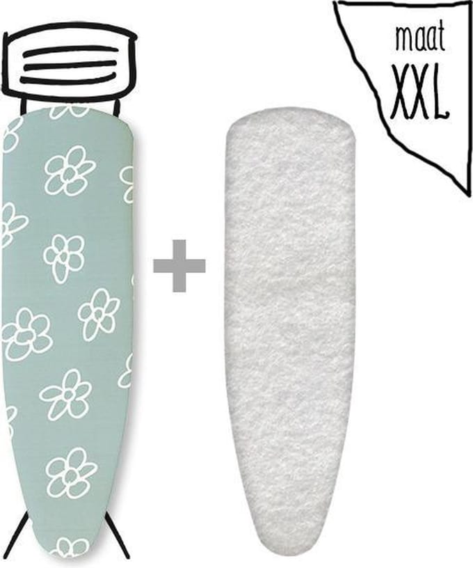 Leuke Strijkhoezen | Strijkhoes met Molton - bloemen groen - maat XXL - complete set