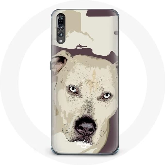 Coque - Huawei - P20 - Souple - Chien de Pitbull - Blanc blanc