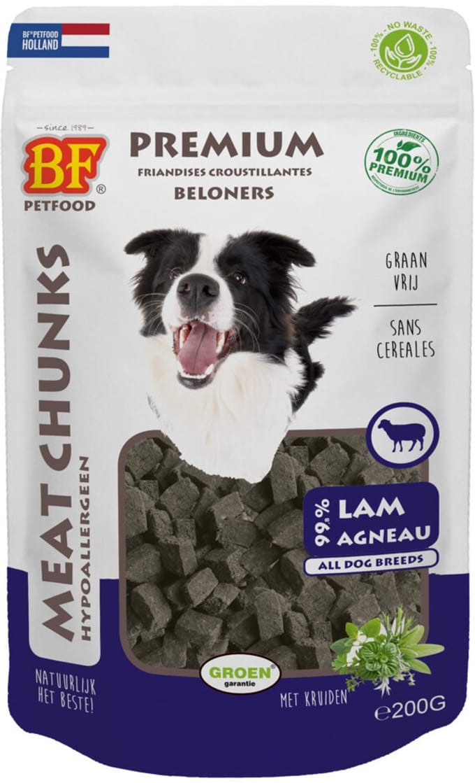 BF Petfood Meat Chunks Lam - 12 x 200 gr - Voordeelverpakking