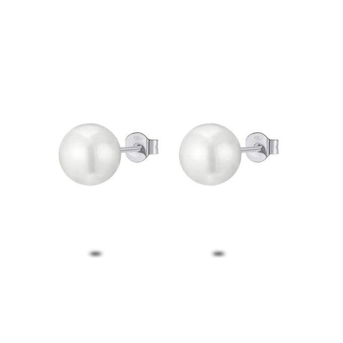 Twice As Nice Oorbellen in zilver, parel 10 mm