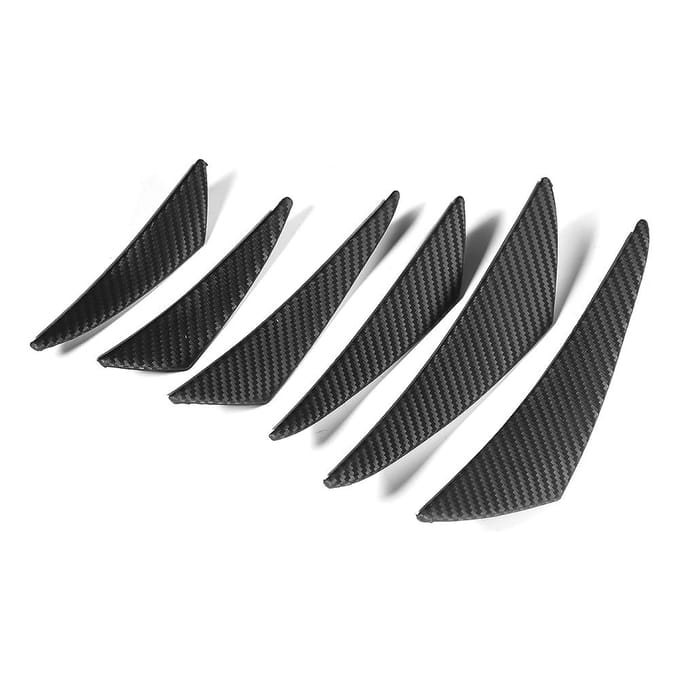 6 stks Koolstofvezel Textuur Auto Bumper Fin Canard Splitter Diffuser Valentie Spoiler Lip black