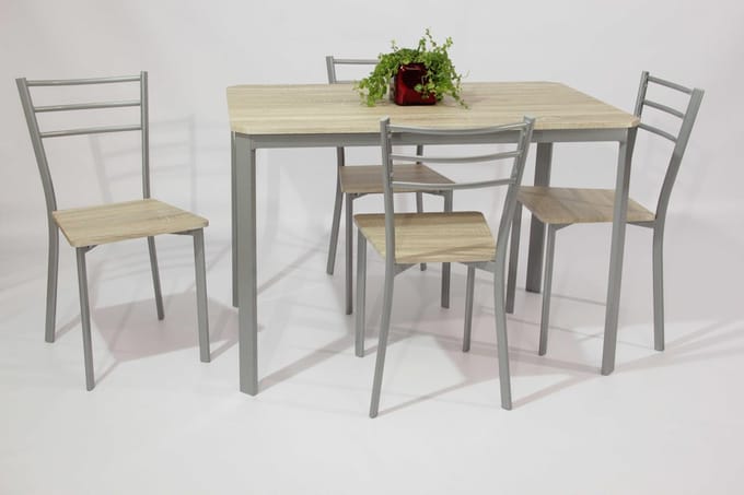 Tafelset Arena, 4 stoelen - eik decor