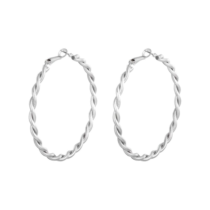 Jomide Oorringen Rond - Zilverkleurig - 6 cm - 2