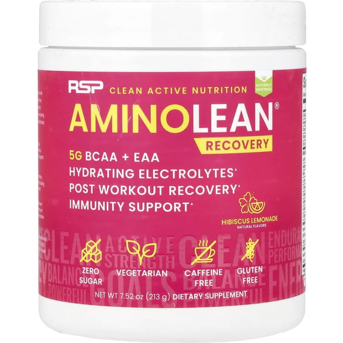 RSP Nutrition, AminoLean® Recovery, Cafeïnevrij, Hibiscus Lemonade, 7,52 oz (213 gr)