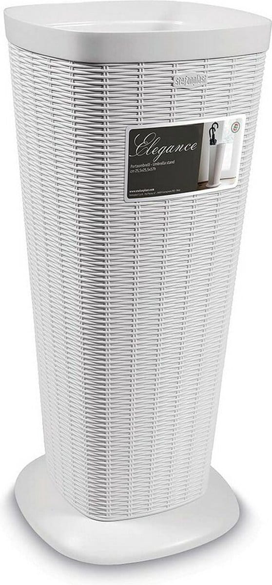Stefanplast Parapluhouder - wit - kunststof - 25 x 57 cm - Parapluhouder/paraplubak - Paraplu uitlekbak